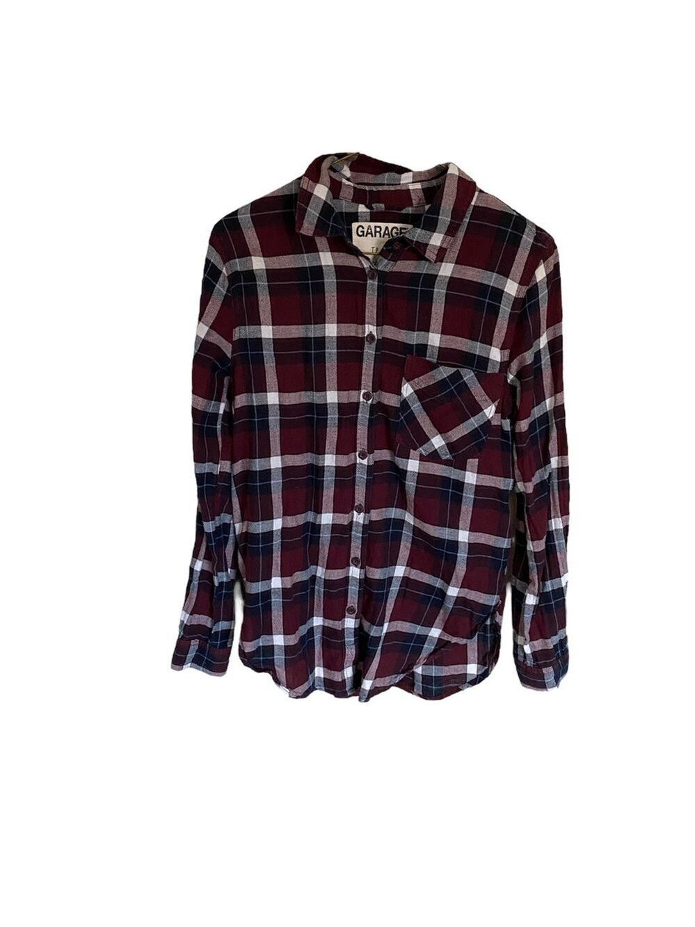 Garage Maroon Plaid Button Down Shirt XS